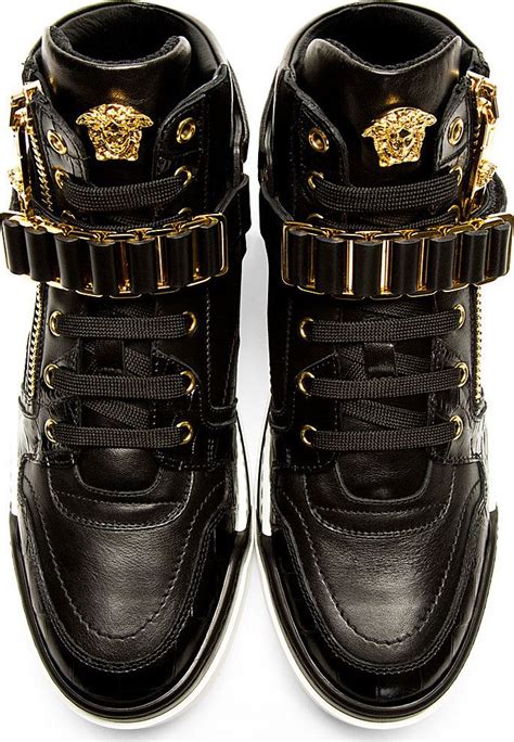 versace black high tops|high top versace shoes.